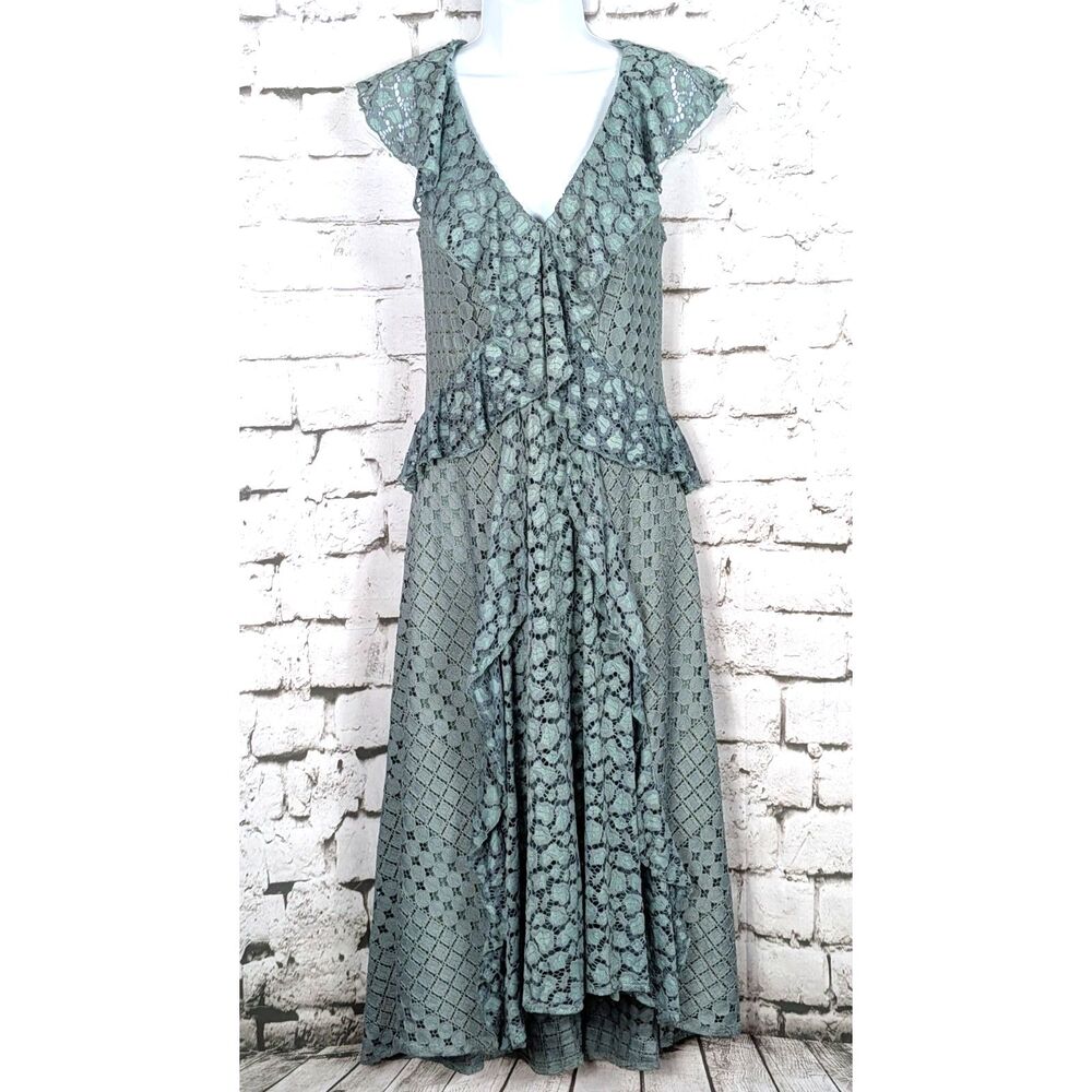 ANTHROPOLOGIE Antoinette Crochet Lace Midi Dress Romantic Cottage Boho Size 2